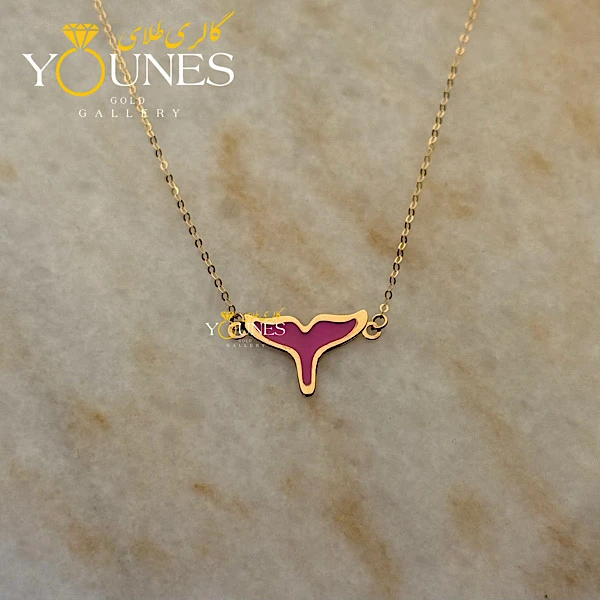 گردنبند میناکاری دم وال صورتی طلا